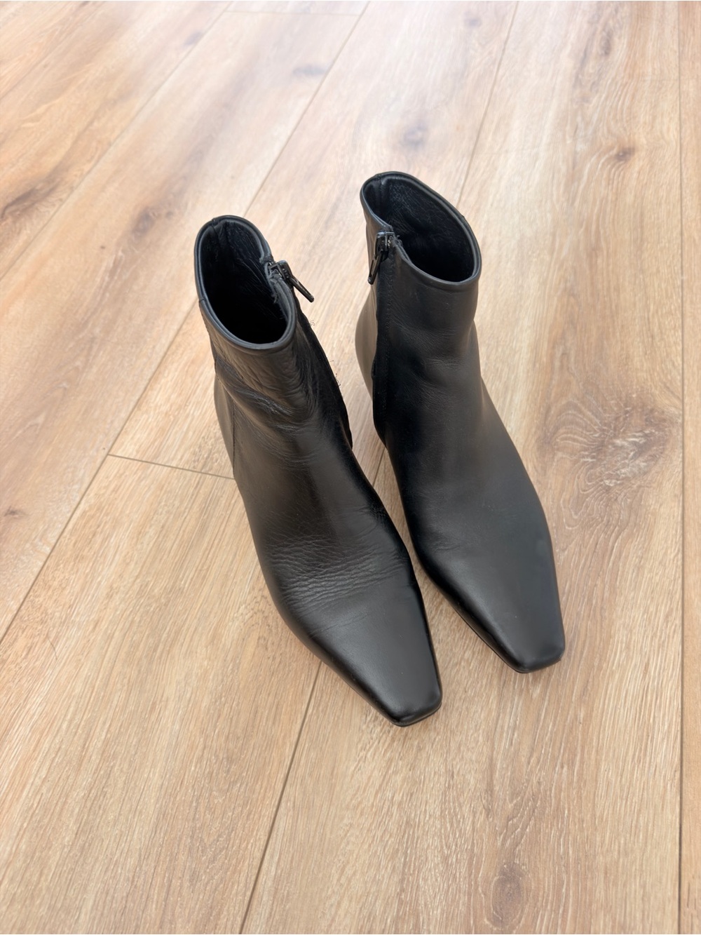 Boutique Classic Black Leather Ankle Boots